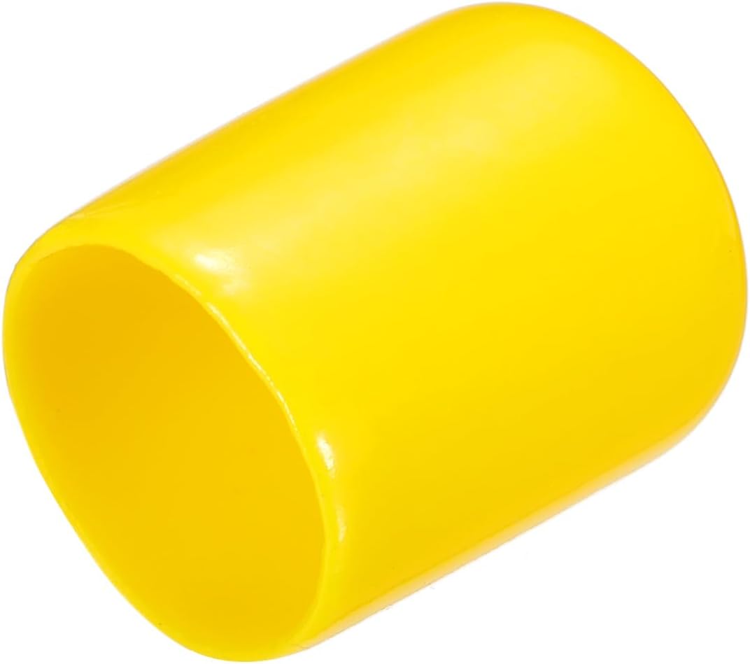 uxcell 20pcs Rubber End Caps 15mm ID Vinyl PVC Round Tube Bolt Cap Cover Screw Thread Protectors Yellow