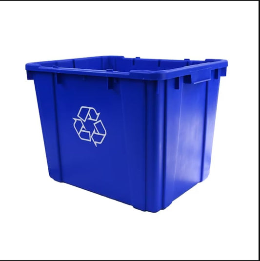 14 Gallon Blue Indoor or Outdoor Recycling Bin Stackable Made in The USA from 100% Recycled Products