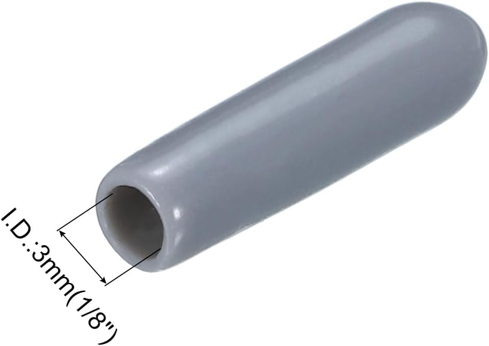 uxcell 20pcs Rubber End Caps 3mm(1/8") ID Vinyl PVC Round Tube Bolt Cap Cover Screw Thread Protectors Grey