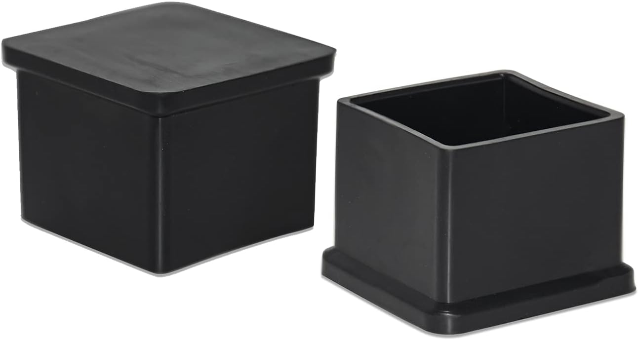 Flyshop Flexible Anti-Scratch PVC Patio Chair Table Leg Caps Tips Floor Protectors Square Furniture Covers, 20pcs, Black, 35 mm x 35 mm, 1-3/8" x 1-3/8"
