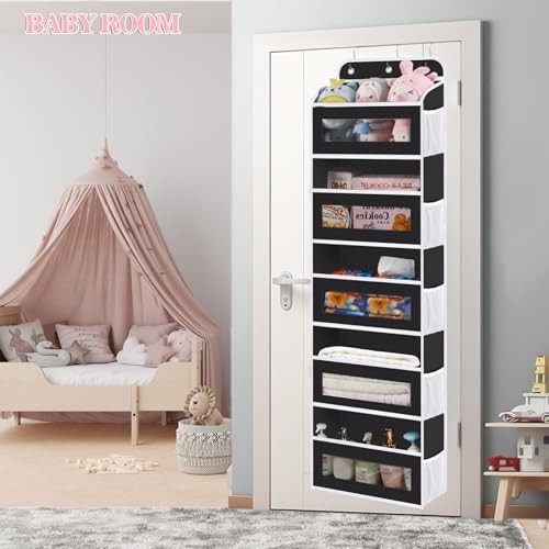 Over The Door Organizer, 5 Shelves Closet Door Hanging Organizer with 10 Mesh Pockets, Nursery Closet Organizer, Baby Essentials, Dorm Room Essentials for Girls