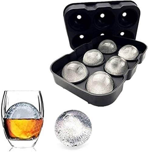Silicone Round Ice Cube Mold, Round Ice Cube Trays for Freezer with Funnel, Easy Release Ice Cube Tray Circle Balls for Whiskey Cocktails Bourbon