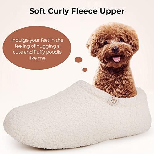 HomeTop Women's Fuzzy Curly Fur Memory Foam Loafer Slippers with Polar Fleece Lining