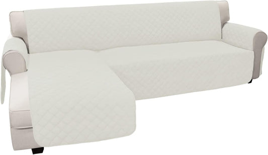Easy-Going Sofa Slipcover L Shape Sofa Cover Sectional Couch Cover Chaise Lounge Slip Cover Reversible Sofa Cover Furniture Protector Cover for Pets Kids Children Dog Cat (X-Large,Ivory/Ivory)