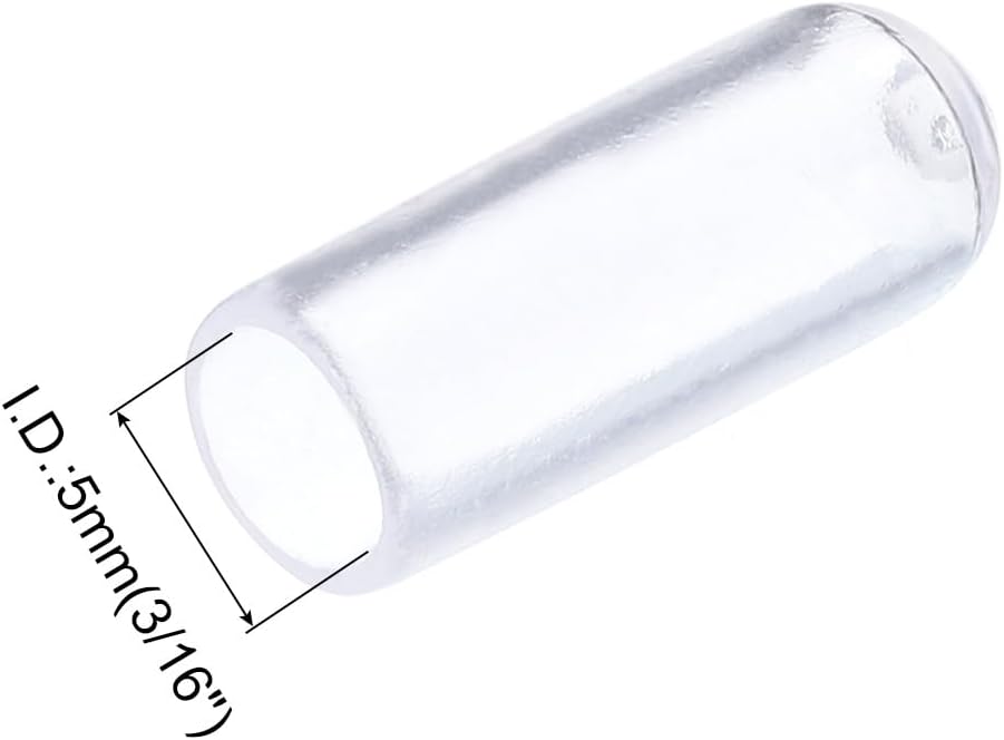 uxcell 20pcs Rubber End Caps 5mm(3/16") ID Vinyl PVC Round Tube Bolt Cap Cover Screw Thread Protectors Clear