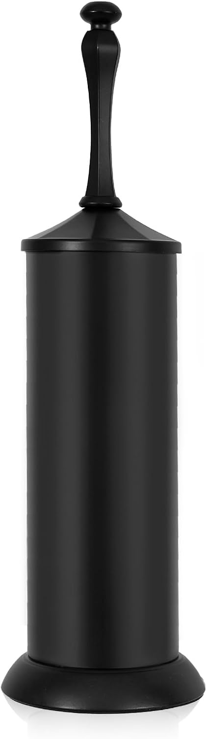 Black Toilet Brush and Holder，Extra Long Handled Toilet Brush for Bathroom，Stainless Steel Heavy Duty Toilet Bowl Brush,Deep Cleaning Modern Toilet Cleaner Brush -Space Saving