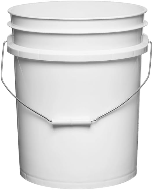 House Naturals 5 Gallon Premium HPDE Plastic Bucket - Made in USA Food Grade Storage Container, BPA Free All Purpose Pail (1, White)