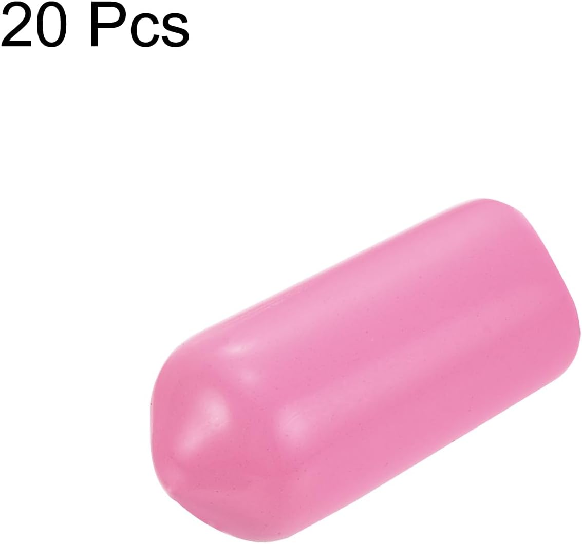 uxcell 20pcs Rubber End Caps 7mm ID Vinyl PVC Round Tube Bolt Cap Cover Screw Thread Protectors Pink