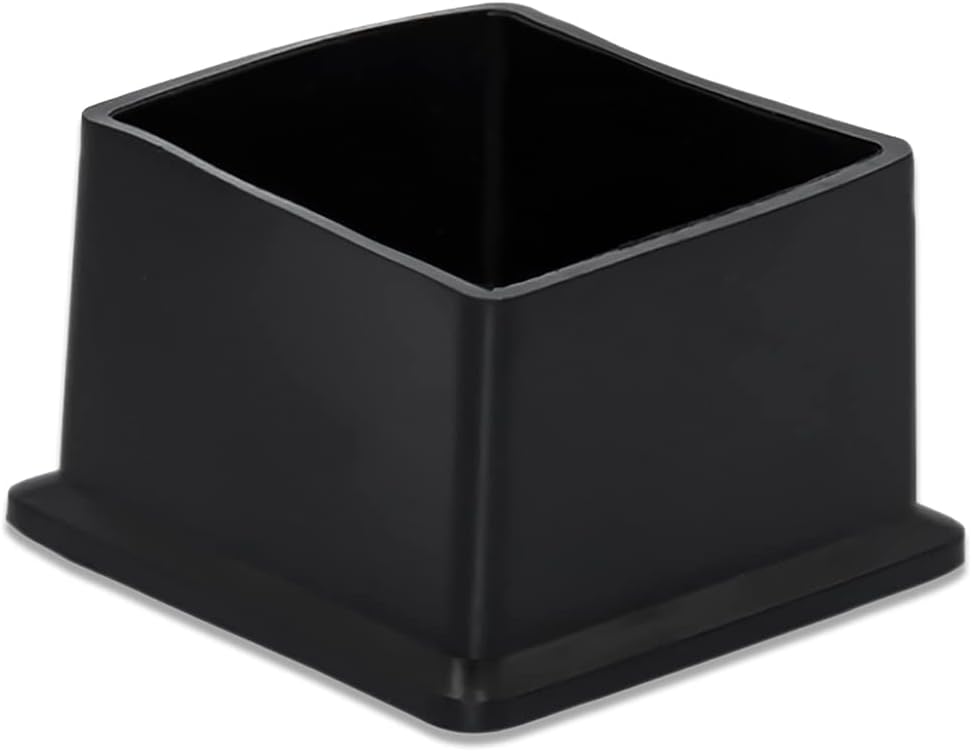 Flyshop Flexible Anti-Scratch PVC Patio Chair Table Leg Caps Tips Floor Protectors Square Furniture Covers, 20pcs, Black, 40 mm x 40 mm, 1-9/16" x 1-9/16"