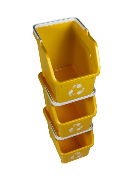 6 Gallon Stackable Recycling Bins for Homes, Garages, Offices Made of 100% Recycled Plastic - (Yellow, 20 Pack)