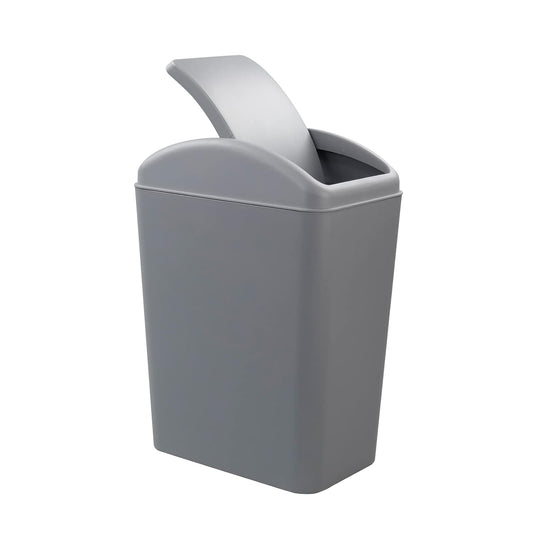 4.2 Gallon Plastic Swing Top Trash Can with Lid, Covered Swing Top Waste Basket, Gray