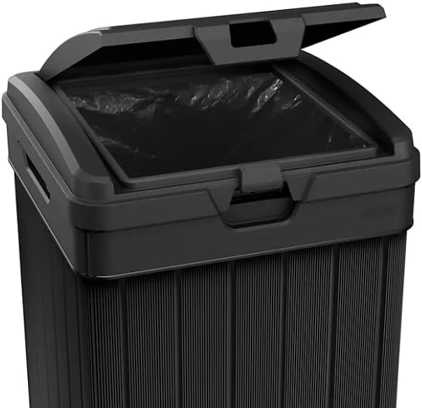 Outdoor Trash Can with Hinged Lid, 33 Gallon Capacity, Built-in Handles