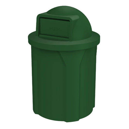 42 Gallon Circle 100% Recycled Plastic Heavy Duty Outdoor Commercial Trash Can with Push Open Dome Lid and Internal Liner - Great for Schools and Businesses - Green