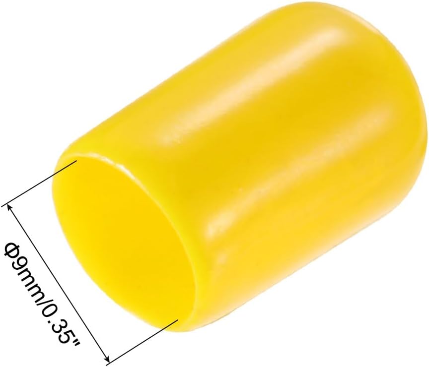uxcell 20pcs Rubber End Caps 9mm ID Vinyl PVC Round Tube Bolt Cap Cover Screw Thread Protectors Yellow
