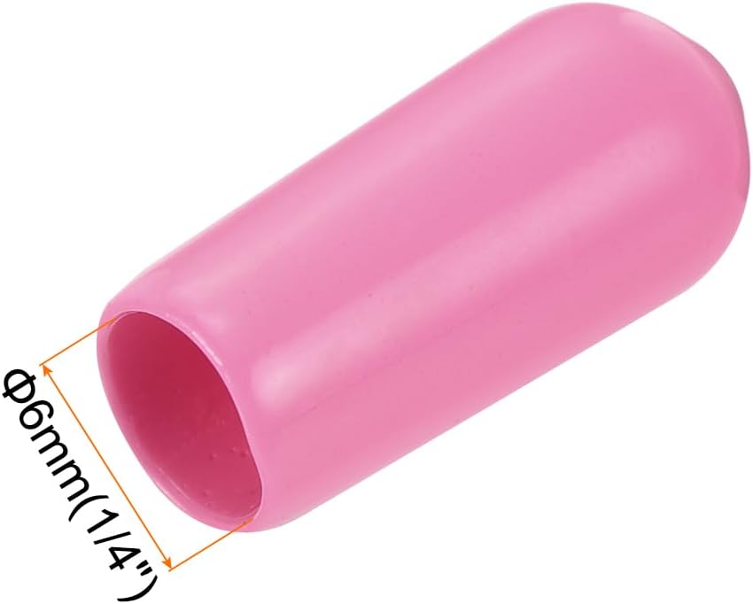 uxcell 20pcs Rubber End Caps 6mm(1/4 inch) ID Vinyl PVC Round Tube Bolt Cap Cover Screw Thread Protectors Pink
