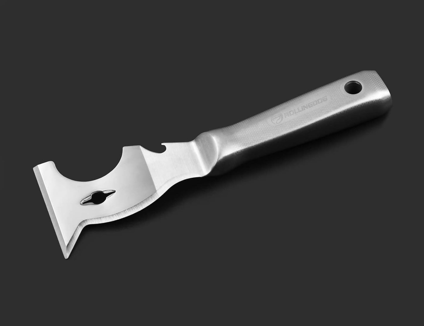 ROLLINGDOG 10 in 1 Painter's Tool - Stainless Steel Mirror Polished One Piece Blade And Laser Engraved Handle,3 inch Multifunction Putty Knife Drywall Paint Scraper