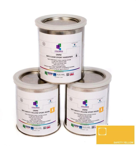 Colored Epoxies Safety Yellow Epoxy Resin Coating Made with Beautiful and Vibrant Pigments, 100% Solids, for Garage Floors, Basements, Concrete and Plywood. 3 Quart Kit