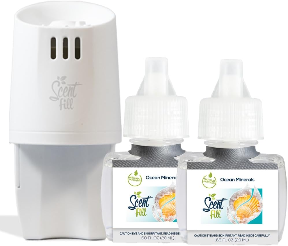 Scent Fill Ocean Minerals Plug in Air Freshener, Scented Oil Refills, 2 Refills + Diffuser