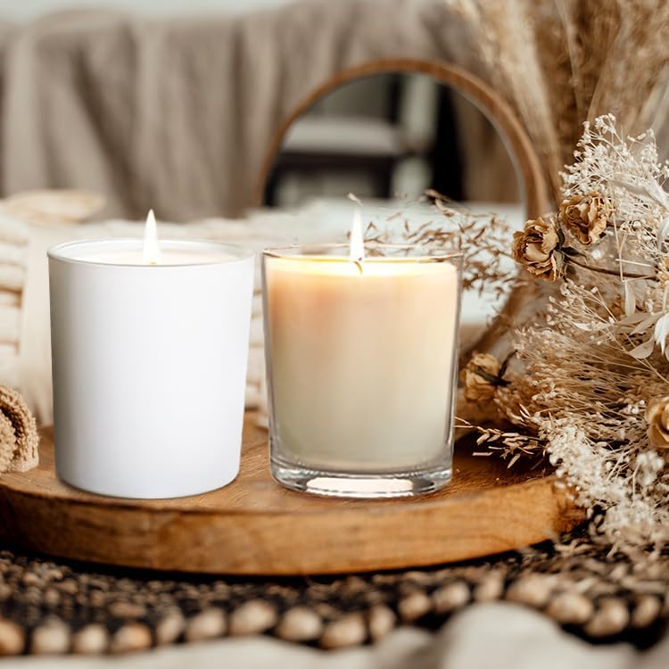 14 OZ Thick Candle Jars for Making Candles 12 Pcs, 3 Wick Empty Jars with Wood Lids for Candle Making, Sample Container,Clear