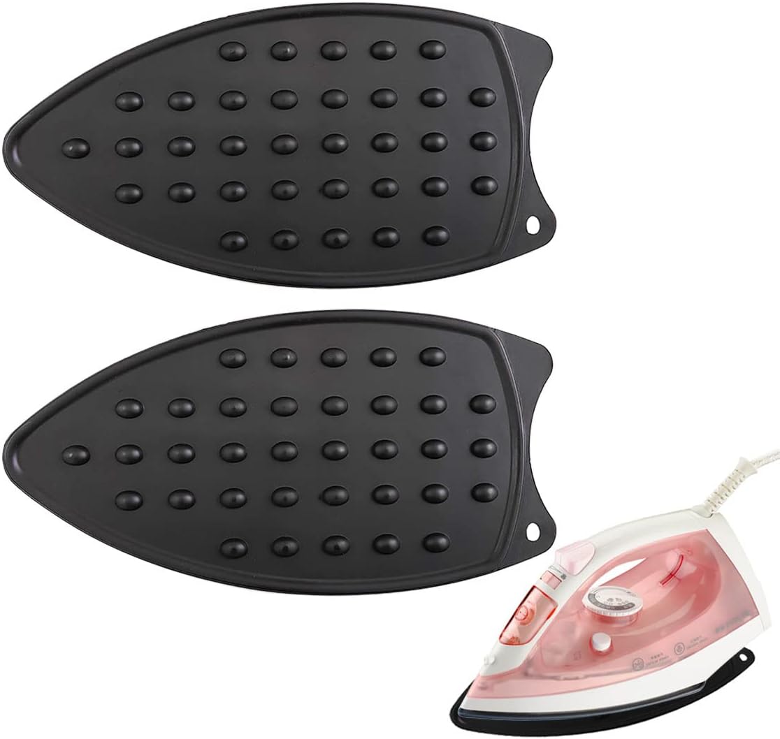 2 Pcs Silicone Iron Rest Pad, Silicone Iron Rest Pads, Silicone Iron Rest Pads Multipurpose Iron Hot Resistant Mat for Flat Irons, Ironing Board-Black