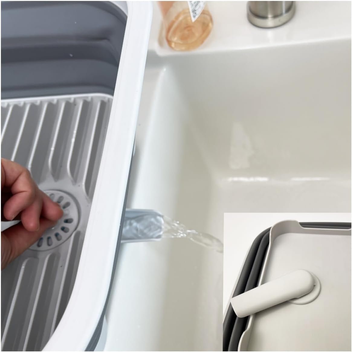 SAMMART 12L (3.17 Gallon) Collapsible Dish Drainer with Swivel spout - Foldable Drying Rack Set - Portable Dinnerware Organizer - Space Saving Kitchen Storage Tray (Grey/Steel Grey)