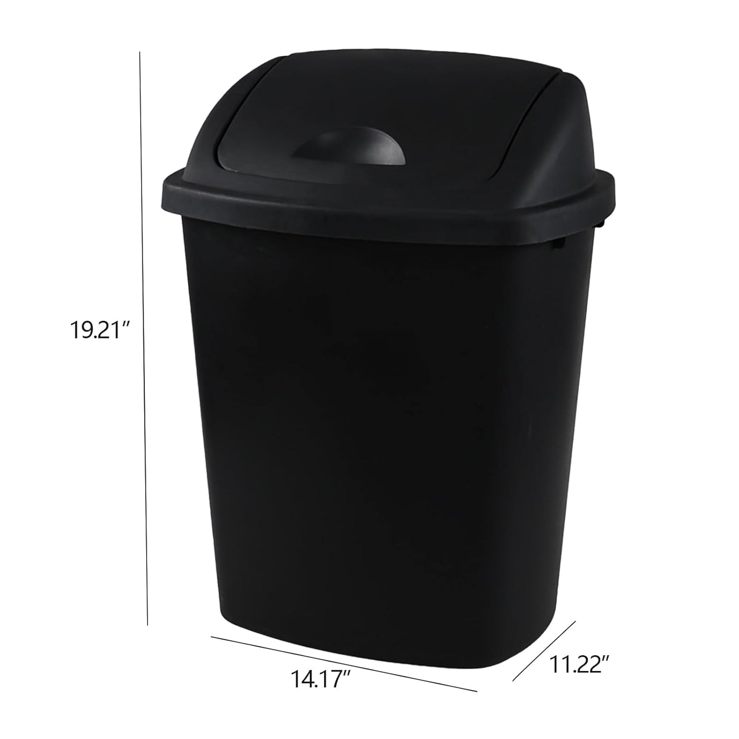 4 Pack 8 Gallon Medium Trash Can with Lid, Plastic Swing Top Garbage Can, Black Waste Bin Waste Basket for Bathroom, Kitchen, Bedroom, Office, College