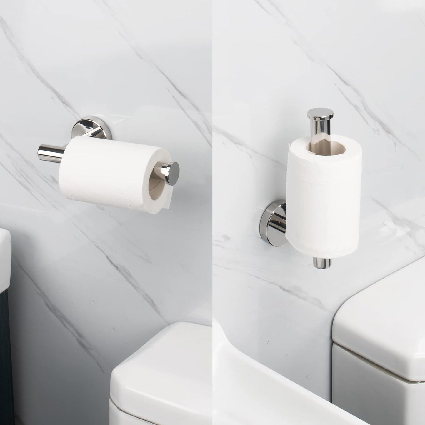 NearMoon Bathroom Toilet Paper Holder, Premium SUS304 Stainless Steel Rustproof Wall Mounted Toilet Roll Holder for Bathroom, Kitchen (2 Pack, Chrome Finish)