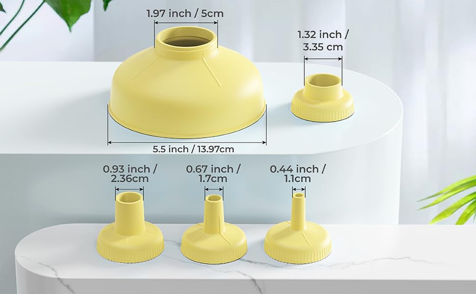Wide Mouth Kitchen Funnel, Food Grade Plastic Cooking Canning Funnel with 4 Sizes Spouts for Filling Wide and Regular Mason Jars, Spray Dropper Oil Bottle Jug Spices Shampoo Sauce