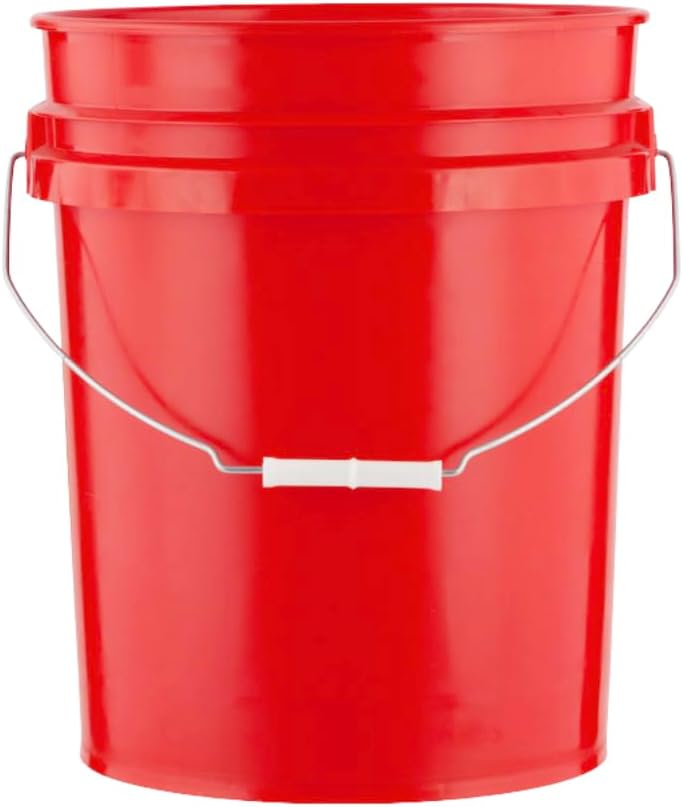 House Naturals 5 Gallon Premium HPDE Plastic Bucket - Made in USA Food Grade Storage Container, BPA Free All Purpose Pail (3, Red)