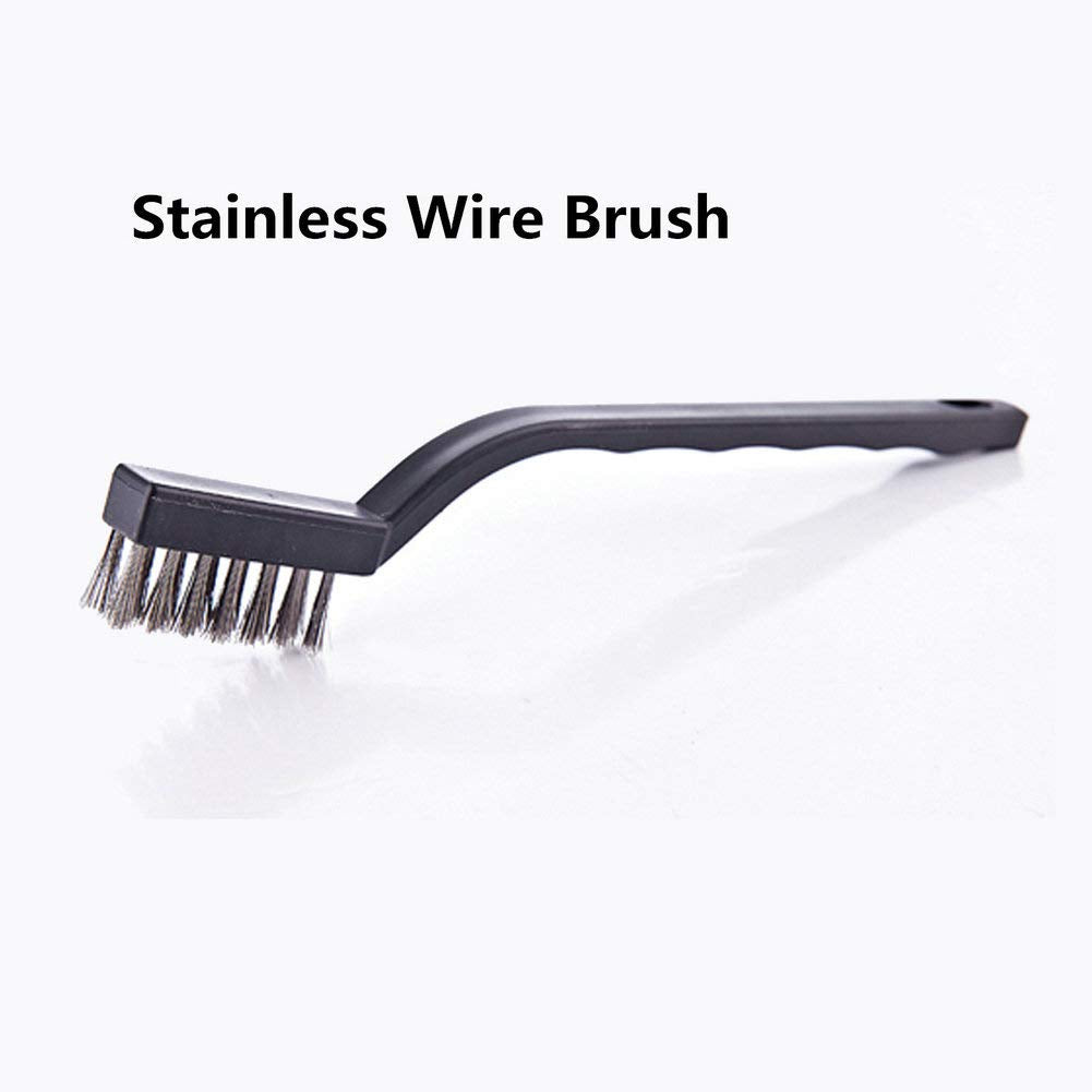 12PCS Mini Wire Brushes, Stainless Steel & Brass Brush Set, Curved Handle Scratch Brush for Automotive, Cleaning Welding Slag and Rust
