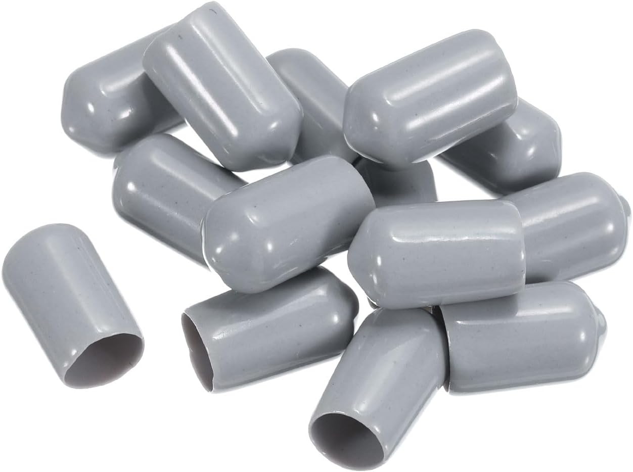 uxcell 20pcs Rubber End Caps 9mm ID Vinyl PVC Round Tube Bolt Cap Cover Screw Thread Protectors Grey