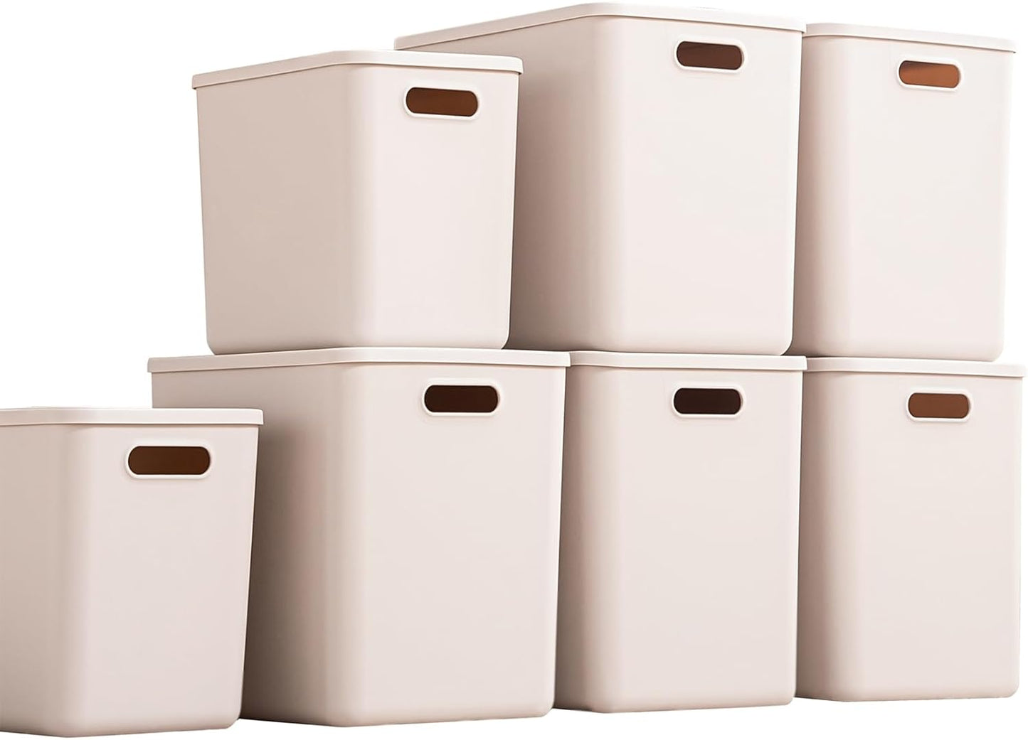 Plastic Storage Bins with lids,Storage Baskets,Container with handle,Storage Organizer Bins for Shelves,Office,Bedrooms,Closets, Cabinets(Grey，5XL+2L)