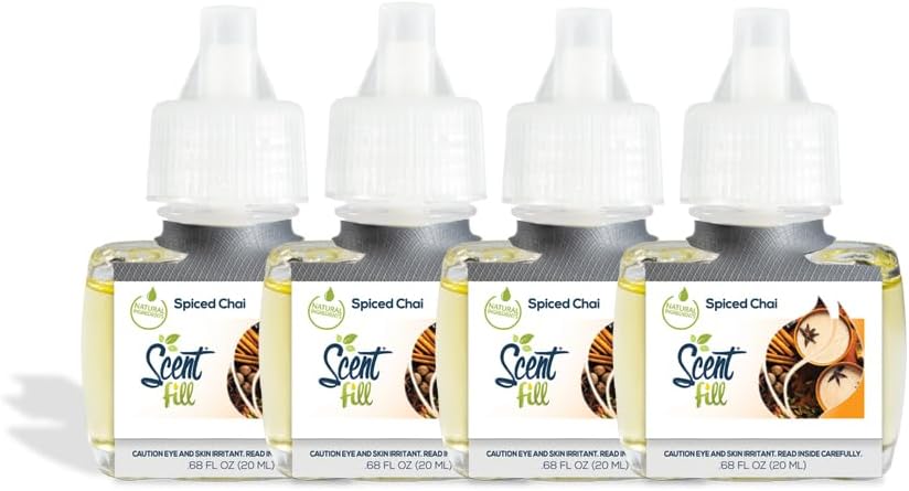 Scent Fill Spiced Chai Plug in Air Freshener, 4 Scented Oil Refills