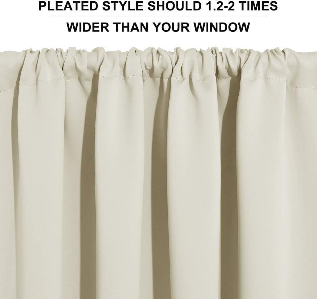 RYB HOME RV Curtains for Camper Windows - Soft Thermal Insulated Small Window Curtain Tiers for Cafe Kitchen Bedroom Basement Glass Door Window, W 42 x L 30 inches, Geige, 2 Panels