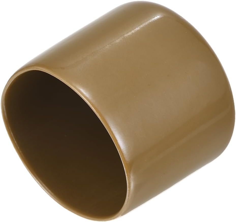 uxcell 20pcs Rubber End Caps 35mm(1 3/8") ID Vinyl PVC Round Tube Bolt Cap Cover Screw Thread Protectors Light Brown