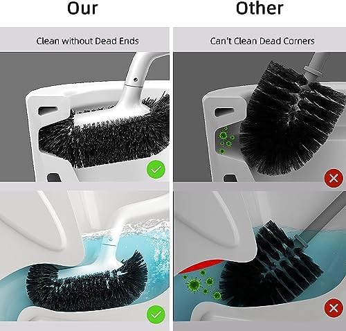 HAMITOR Toilet Bowl Brush Without Holder: Bathroom Deep Cleaning Toilet Cleaner Scrubber Under Rim with Curved Bristle for Dead Corner Clean - Modern Rv Toilet Decorative Accessories - White