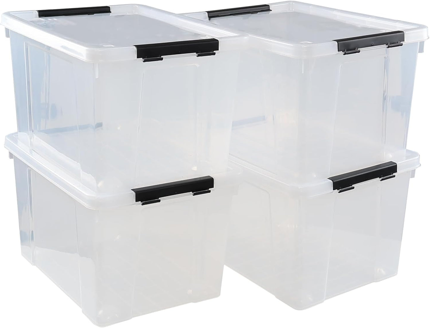 Pekky 34 Quart Clear Storage Bins with Lid, 4 Pack Latching Box Totes