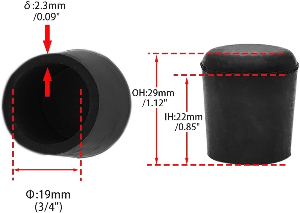 Flyshop Furniture Table Covers, Non-Slip Heavy Duty Rubber Leg Tips, Chair Leg Caps Floor Protector, Round Black 4PCS Size 19mm, 3/4"