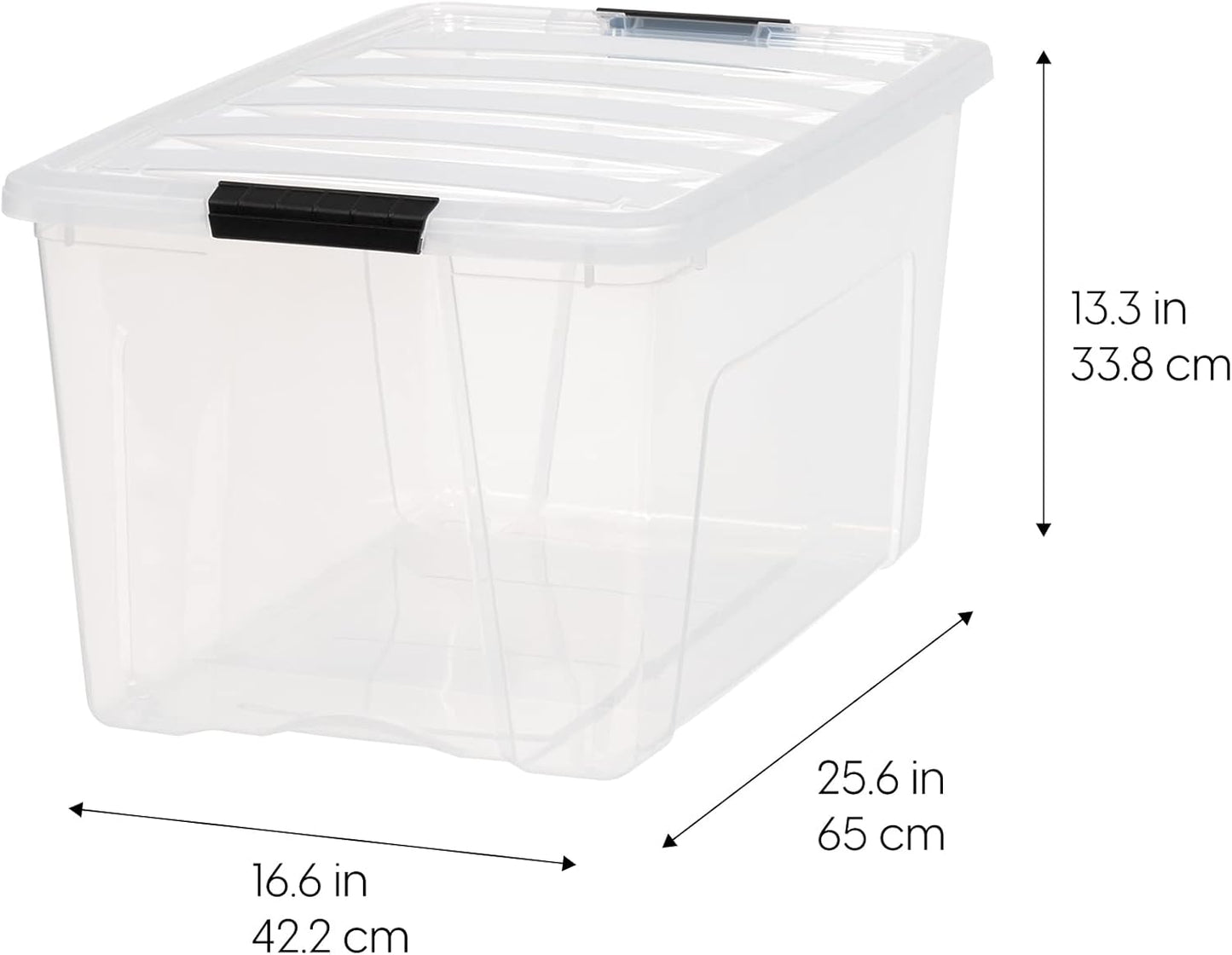 IRIS USA 2-Pack Storage Bins with Lids, 72 Quart, Made in USA Stackable See-Through Organizing Solution Latches Durable Nestable Containers Secure Pull Handle, BPA-Free Plastic