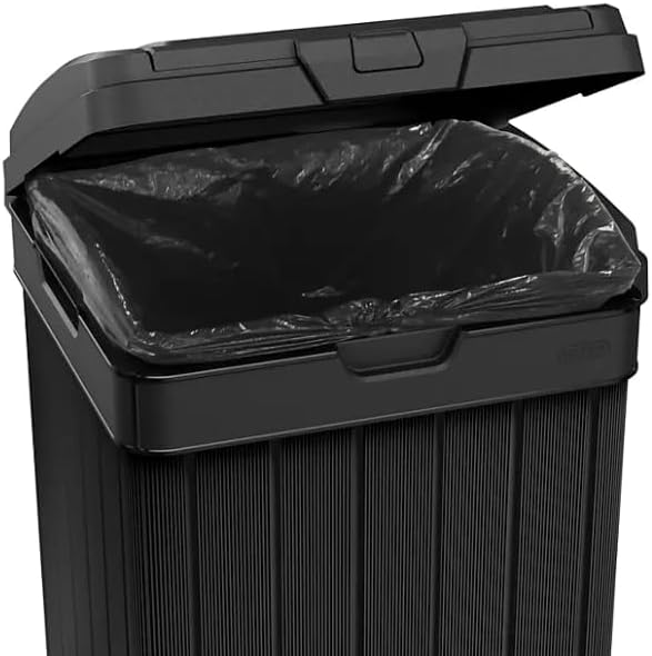 Outdoor Trash Can with Hinged Lid, 33 Gallon Capacity, Built-in Handles