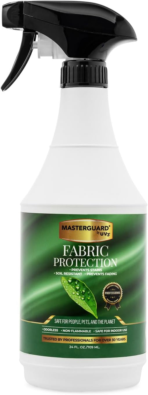 Fabric Protection Spray Water Based Solution - Natural Kid and Pet Safe Formula, Fabric Protector for Upholstery, Couch, Shoes, Jackets & Outdoor Furniture - Waterproof & Stain Resistant - 24 oz
