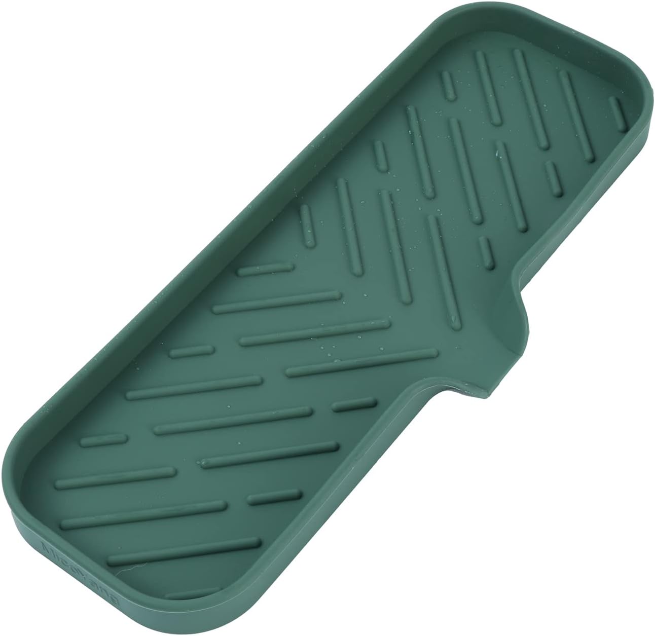 Silicone Bathroom Soap Dishes with Drain Spout-Bathroom and Kitchen Sink Organizer,Sponge Holder,Dish Soap Tray,Perfect for Dispenser,Scrubber,Bottle,Cup on Sink or Counter-Green 12"×4"