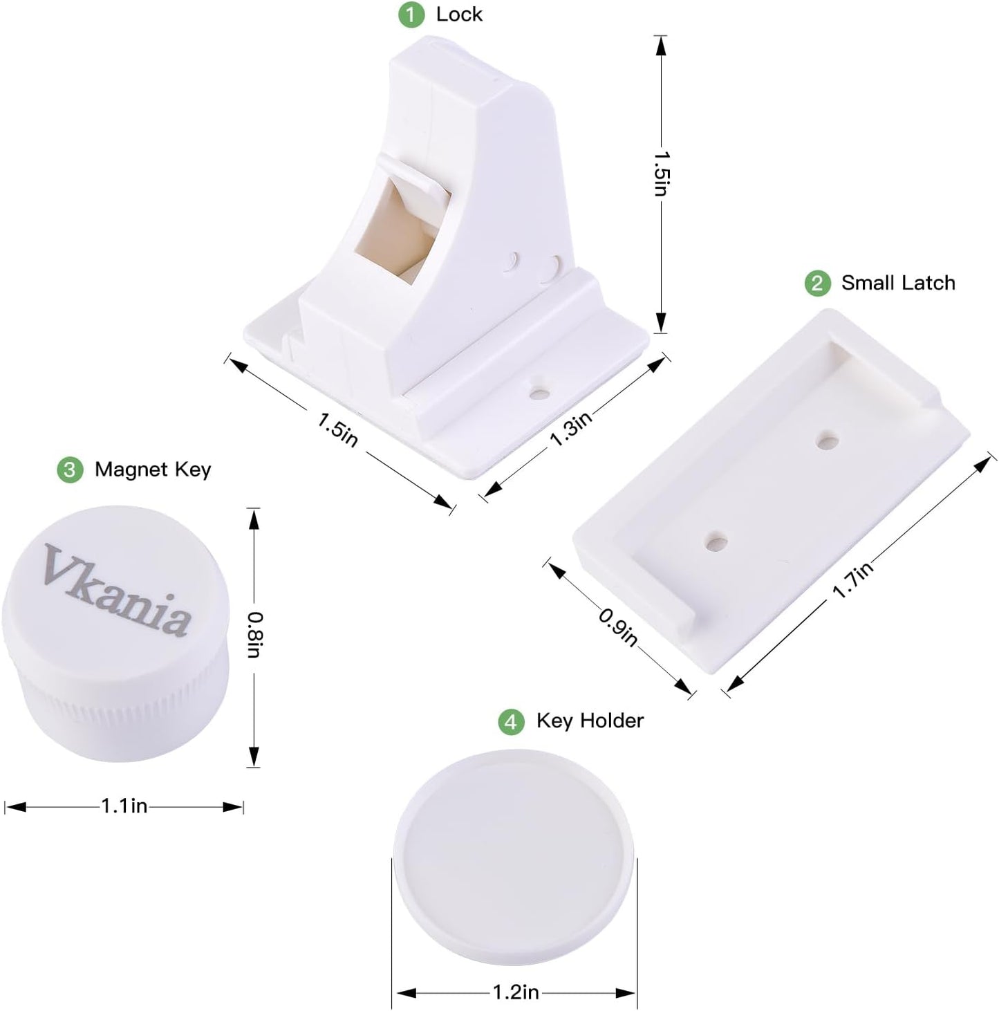 10 Pack Vkania Magnetic Cabinet Locks Baby Proofing - Baby Safety Latches for Drawers and Cabinets - Easy Installation No Drilling