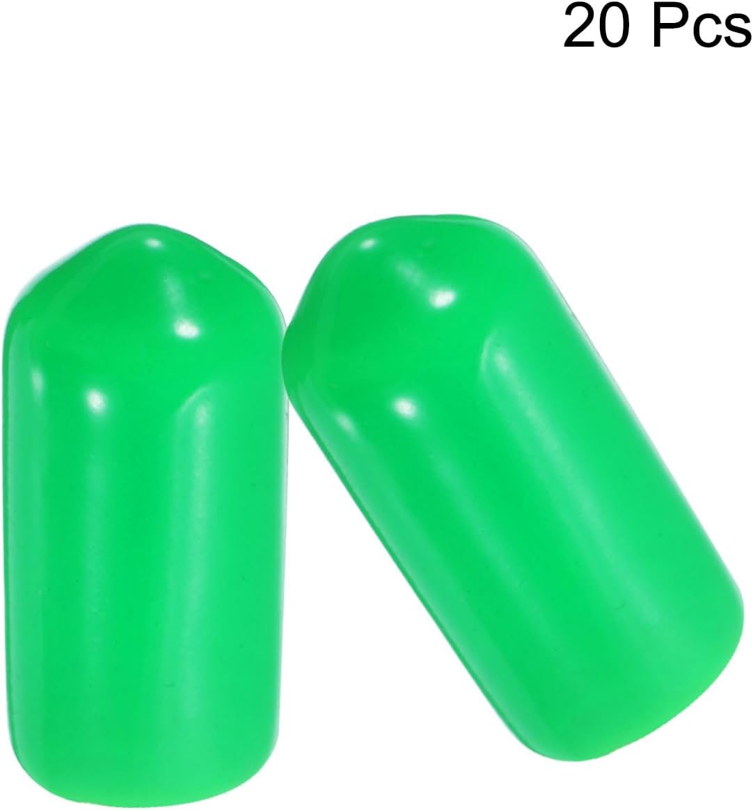 uxcell 20pcs Rubber End Caps 9.5mm(3/8") ID Vinyl PVC Round Tube Bolt Cap Cover Screw Thread Protectors Green