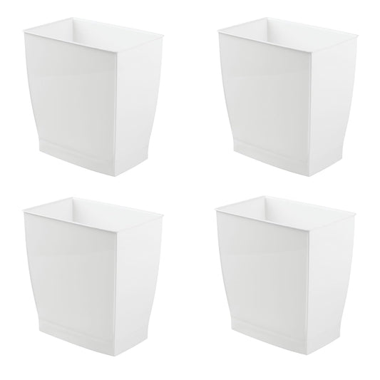iDesign Small Rectangular Bathroom Trash Cans - Set of 4 - White