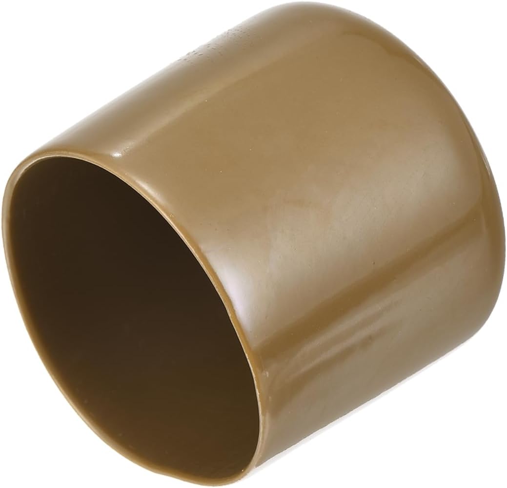 uxcell 20pcs Rubber End Caps 47mm(1 7/8") ID Vinyl PVC Round Tube Bolt Cap Cover Screw Thread Protectors Light Brown