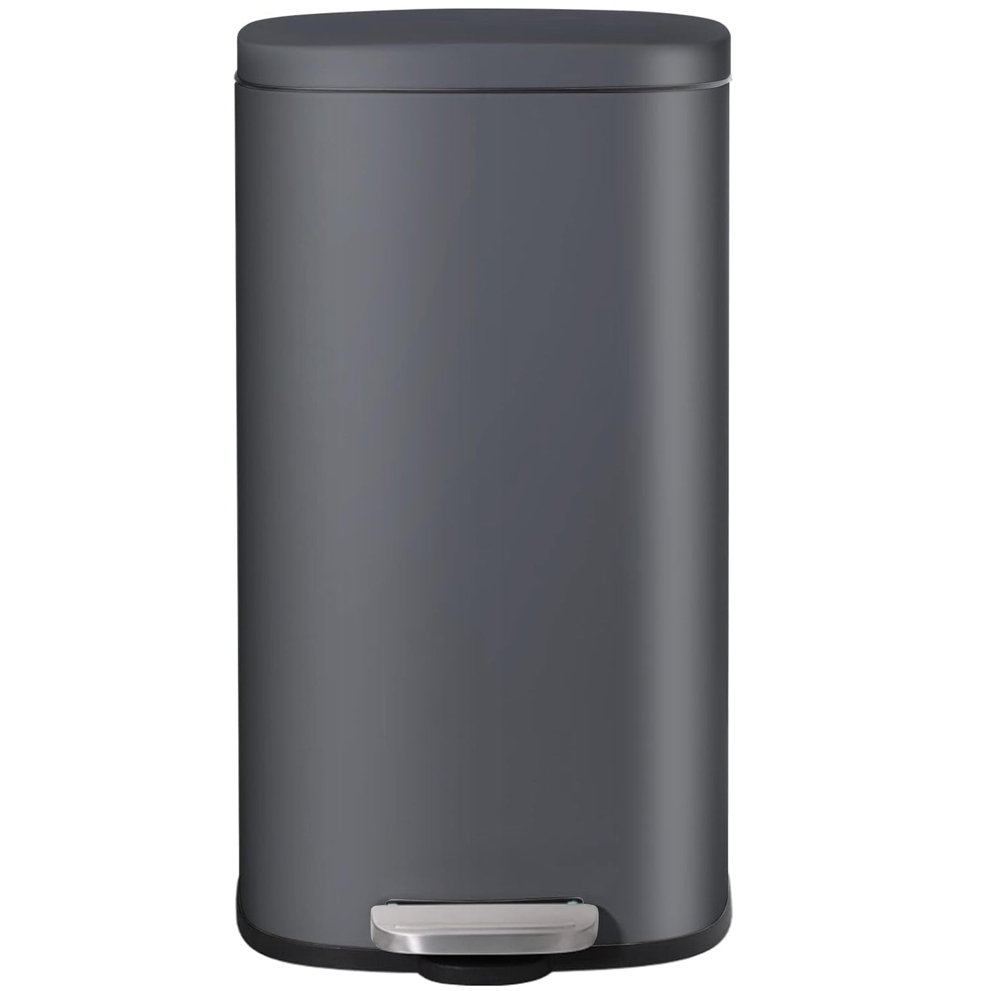 AthLike Trash Can, Stainless Steel Kitchen Garbage Can, Step Waste Bin with Hinged Lid and Removable Inner Bucket, Soft-Close, Dustbin for Bathroom Bedroom Living Room Home (Grey, 8 Gal)