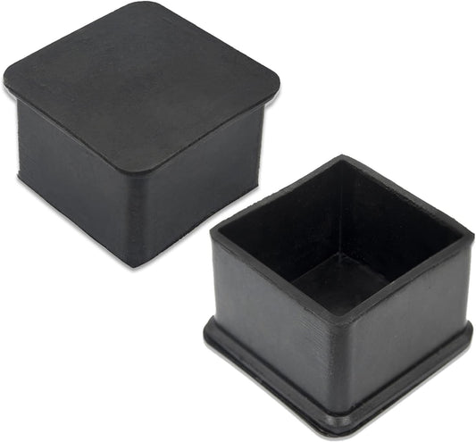 Flyshop Non-Slip Thick Rubber Leg Tips Floor Protectors Square Chair Leg Caps, 20pcs, Black, 40 mm x 40 mm, 1-9/16" x 1-9/16"
