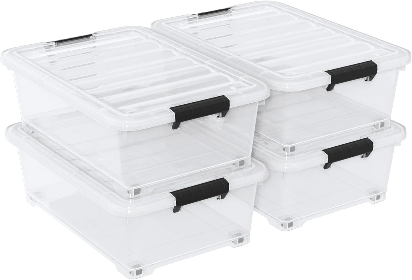 20 Quart Under Bed Shoe Storage Container Bin with Wheels for Underbed, Home or Office Organization, Set of 4
