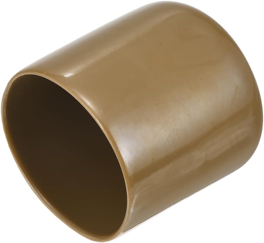 uxcell 20pcs Rubber End Caps 39mm(1 1/2") ID Vinyl PVC Round Tube Bolt Cap Cover Screw Thread Protectors Light Brown